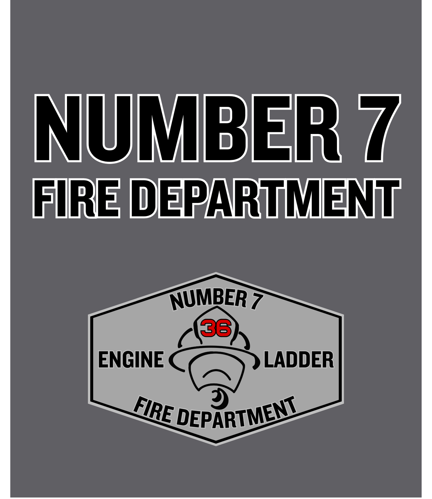 Number 7 Fire Department (Black Text)