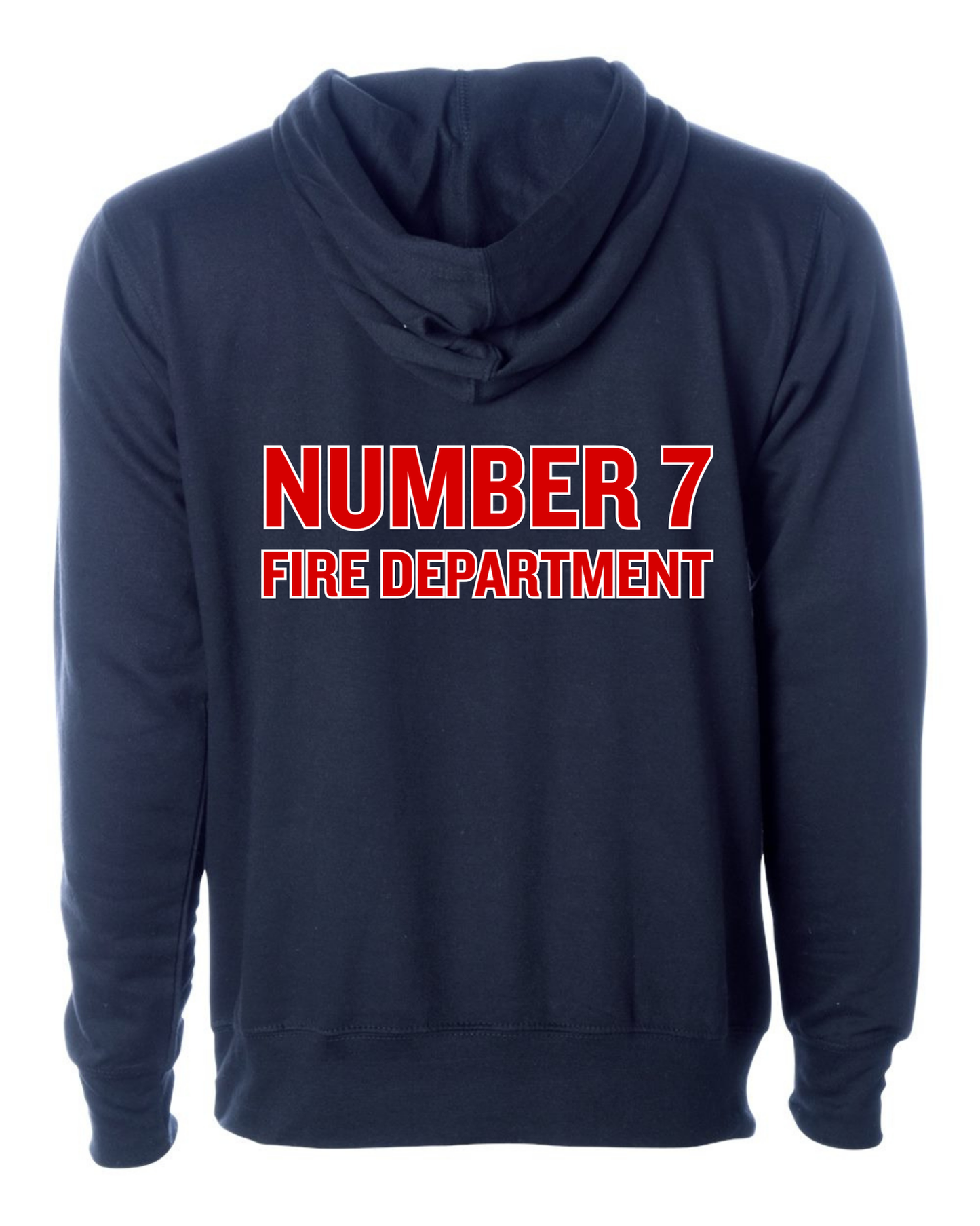 Number 7 Fire Department (Red Text)