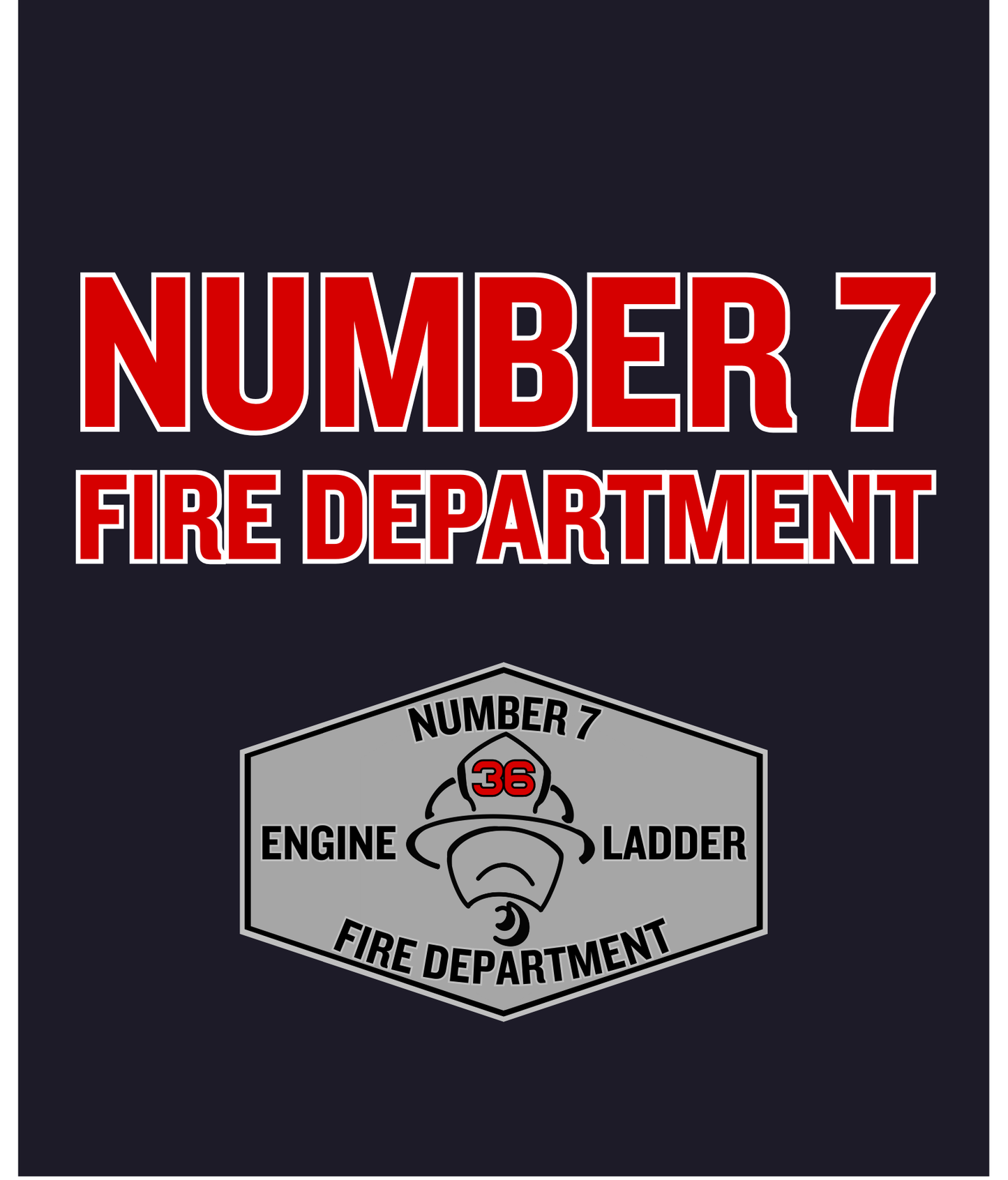 Number 7 Fire Department (Red Text)